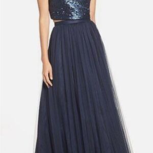 Adrianna Papell Two-Piece Embellished Dress with Tulle Skirt